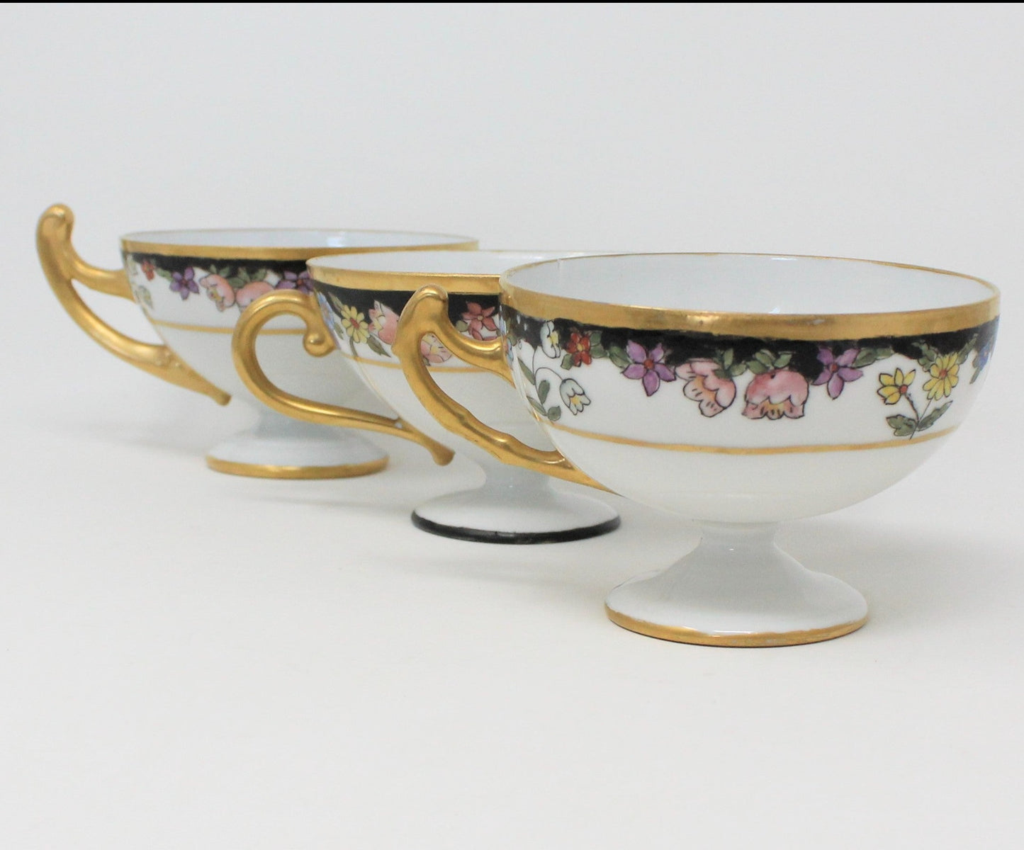 Teacups, CT Altwasser, Hand Painted Florals, Set of 2, Czechoslovakia, Vintage