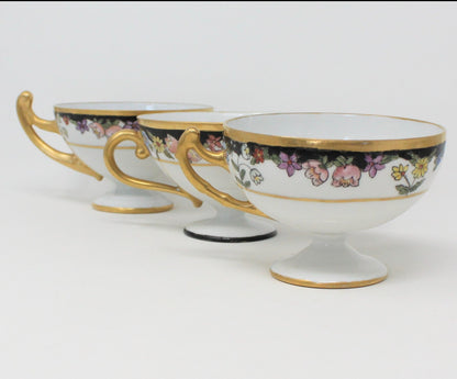 Teacup, CT Altwasser, Hand Painted Florals, Set of 2, Czechoslovakia, Antique
