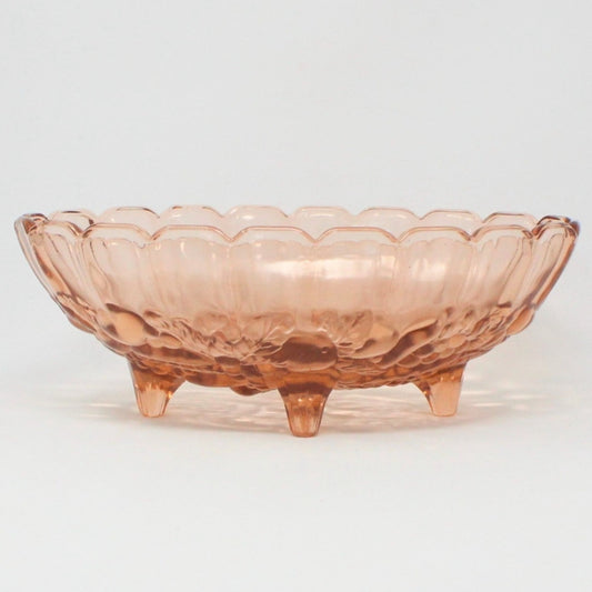 Bowl, Indiana Glass, Pink Garland Oval Fruit Bowl, Vintage