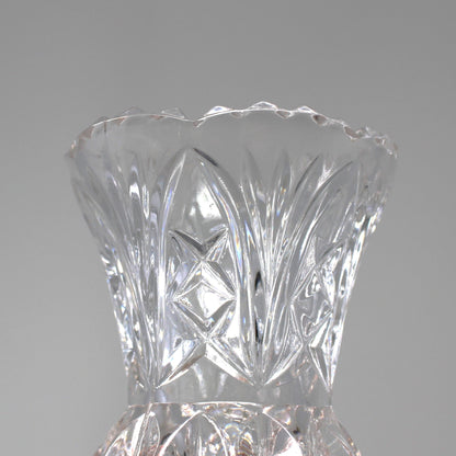 Close up view of intricate pattern on cut crystal toothpick holder by Zajekar.  