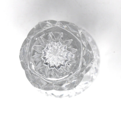 Bottom view of starburst on vintage crystal toothpick holder by Zajekar.  