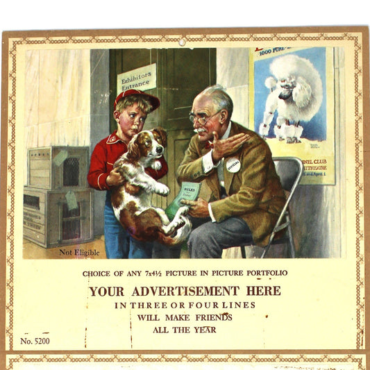 Vintage Advertising Calendar, Salesman Sample.  Frances Tipton Hunter  illustration, Boy with Dog to enter Dog Show.  1959