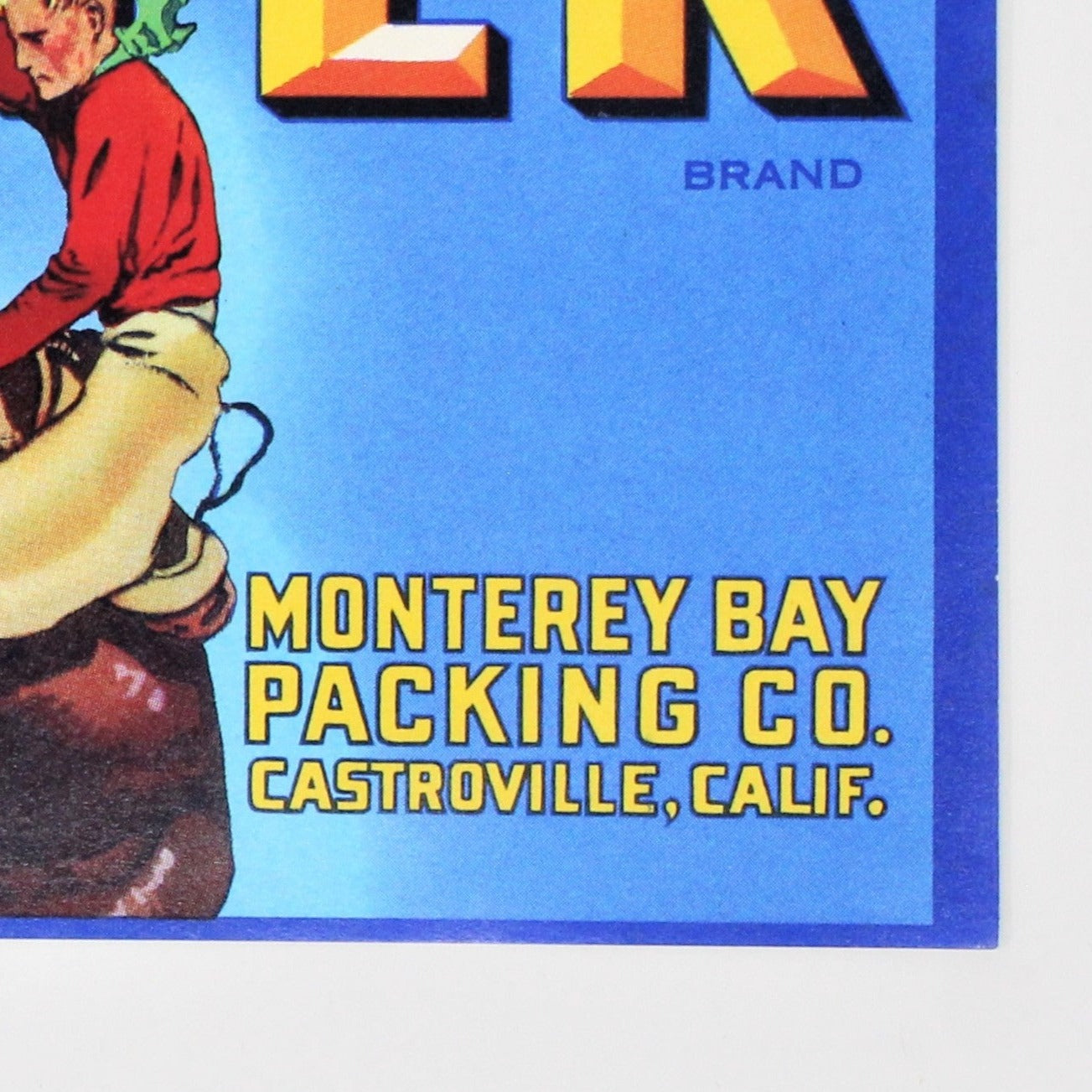 Crate Label, Bronco Buster California Vegetables, Monterey Packaging CA, 7" Vintage, 1940's