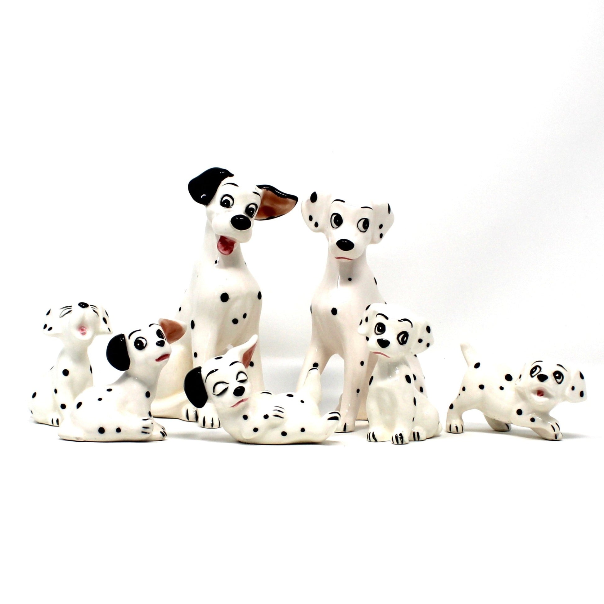 Vintage Disney Figurines, 101 Dalmatians, set of 7 dogs.  Hand Painted Japan porcelain.