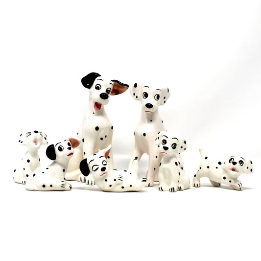 Vintage Disney Figurines, 101 Dalmatians, set of 7 dogs.  Hand Painted Japan porcelain.