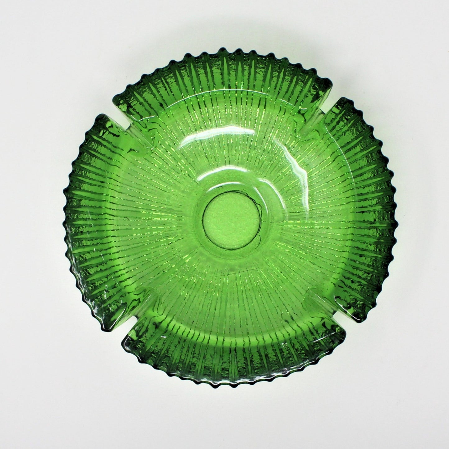 Ashtray, Blenko Green Glass, Retro Art Glass, Vintage