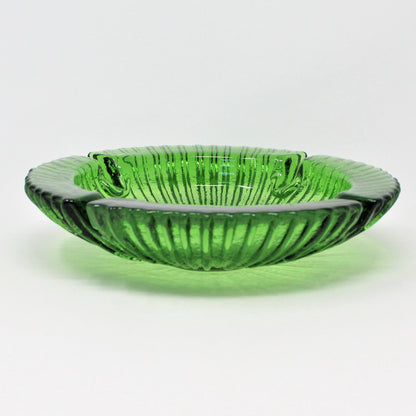 Ashtray, Blenko Green Glass, Retro Art Glass, Vintage