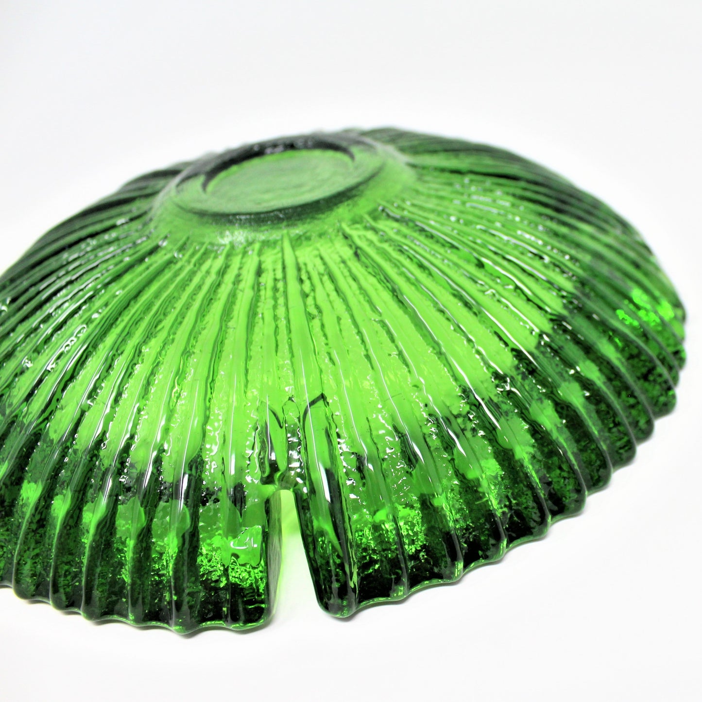 Ashtray, Blenko Green Glass, Retro Art Glass, Vintage