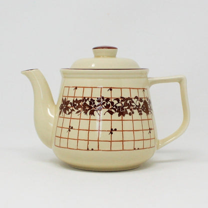 Teapot, Beige and Brown Floral, Japan Ceramic, Vintage