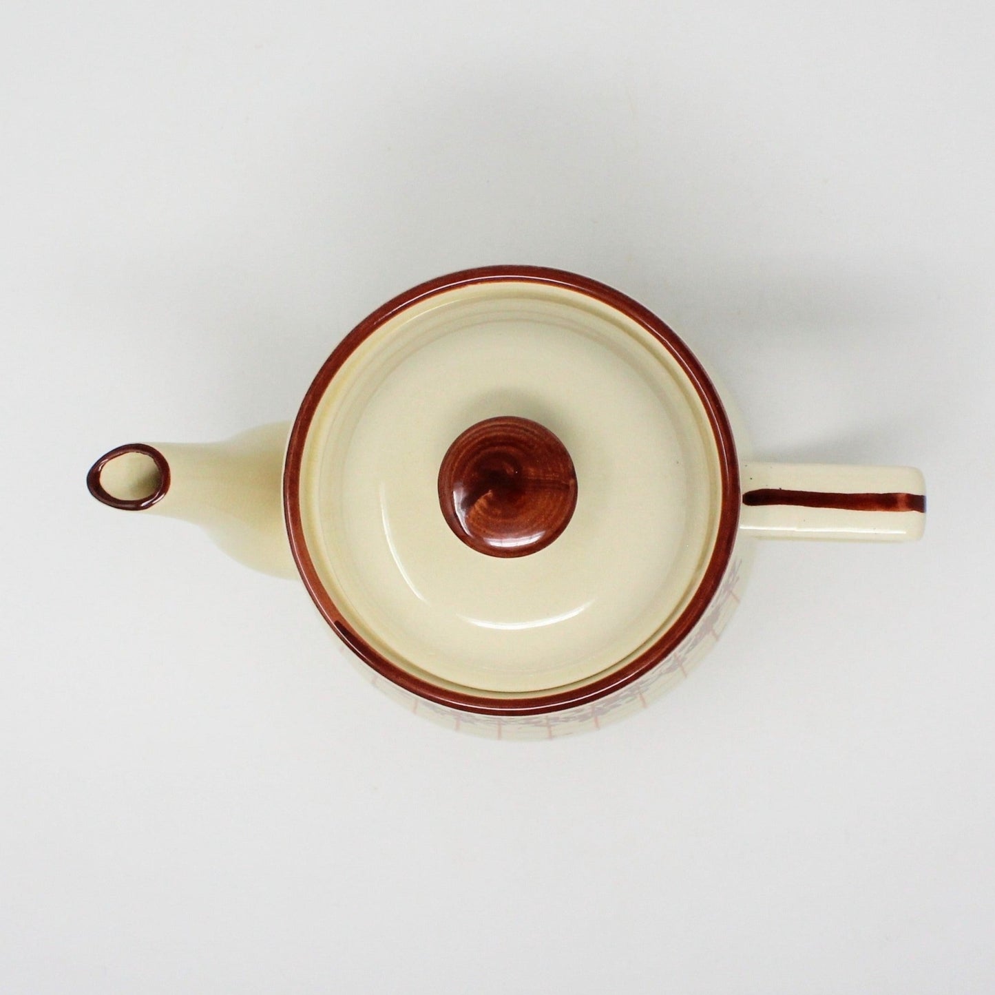 Teapot, Beige and Brown Floral, Japan Ceramic, Vintage