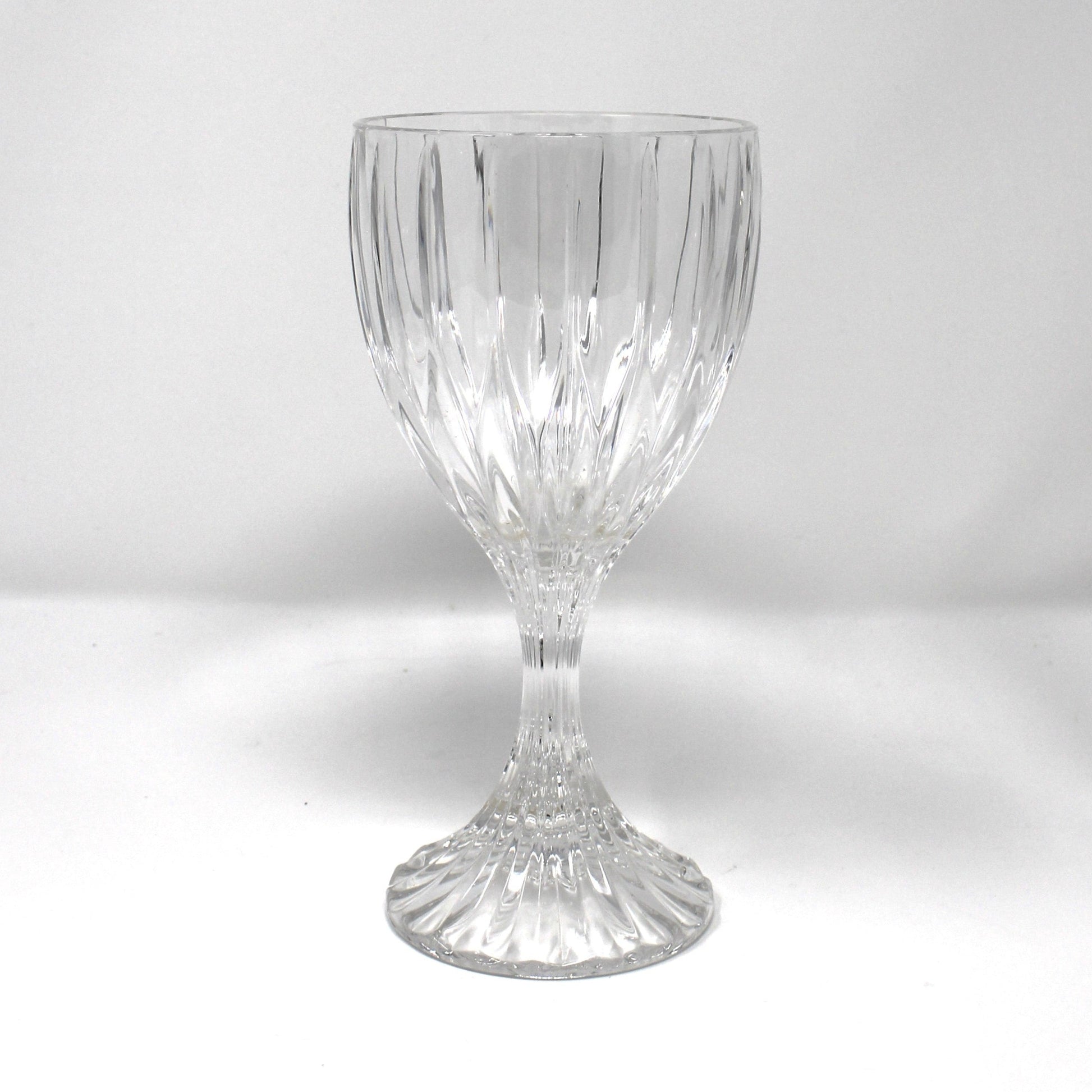 Clear German crystal water goblet by Mikasa in the Park Lane pattern.  