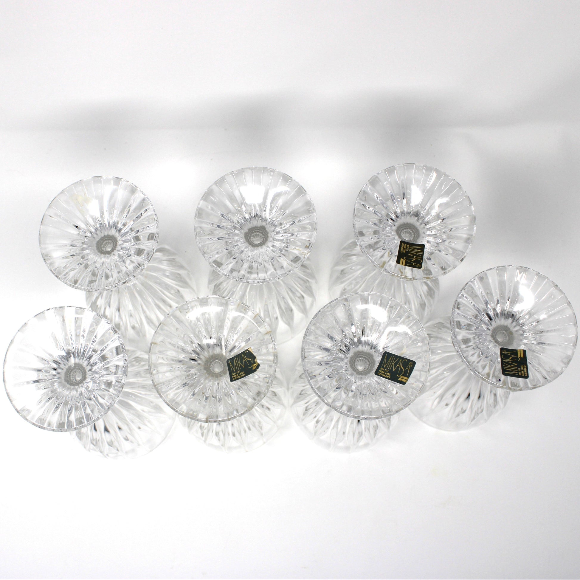 Bottom view of Mikasa water goblets