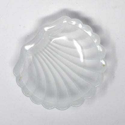 Condiment Dish, Shell Shaped Caviar Serving Dish with Glass Insert, Stainless Steel, Hinged, Vintage
