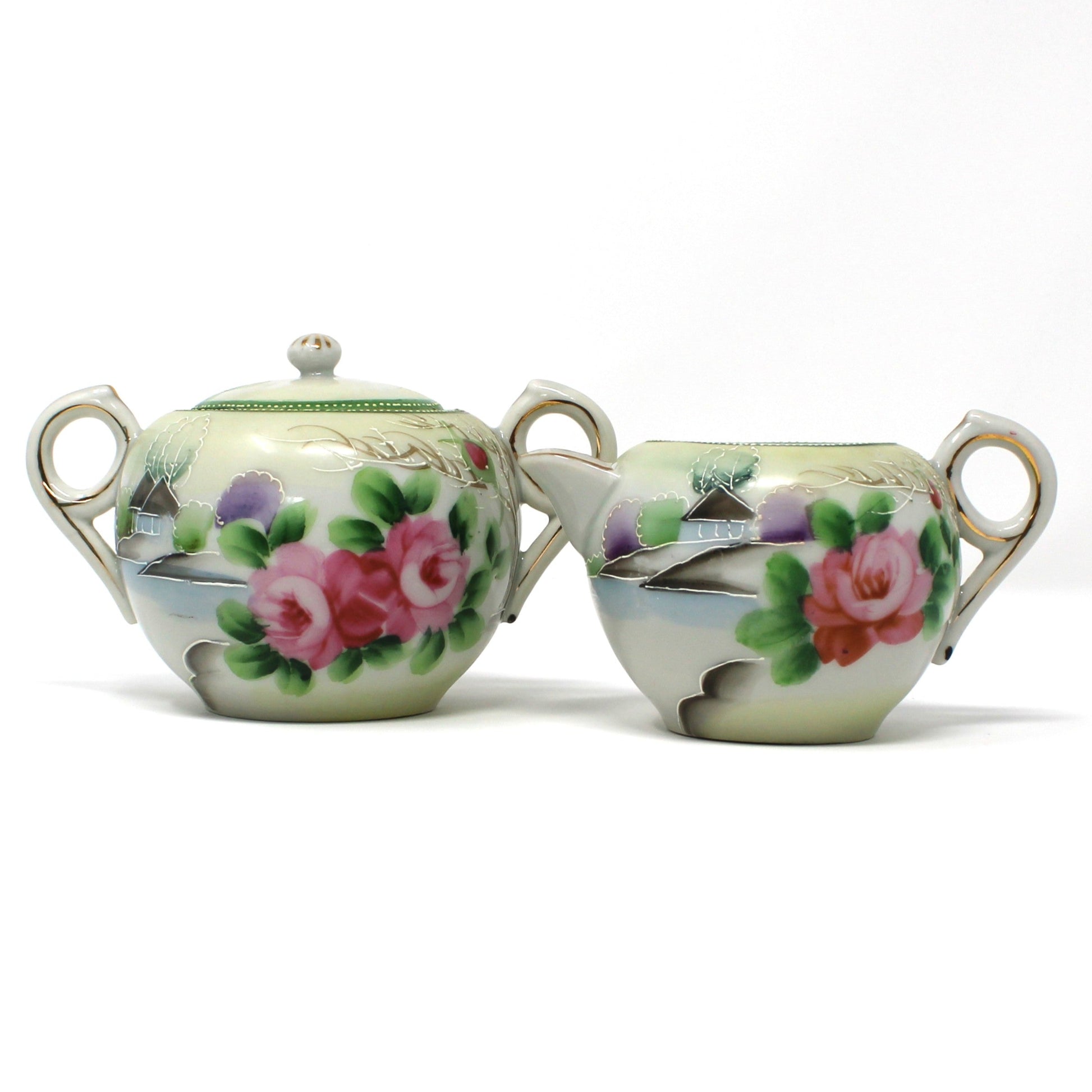 Vintage creamer and sugar bowl, part of a tea set by Takito, Japan imports.  