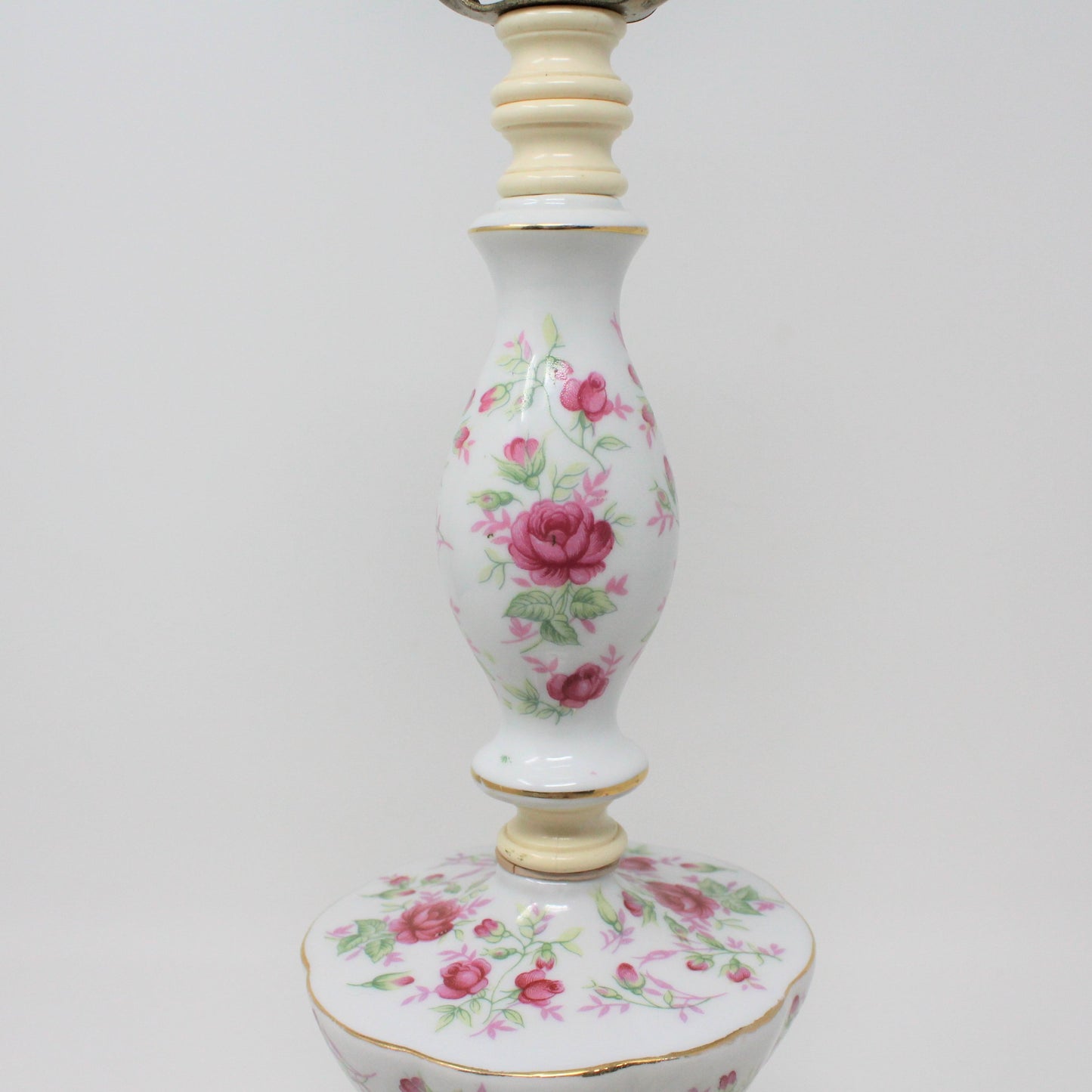 Lamp, Table Lamp, Tiered Porcelain Pink Roses, Vintage