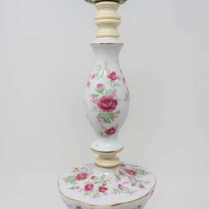 Lamp, Table Lamp, Tiered Porcelain Pink Roses, Vintage