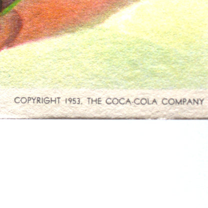 vintage coca cola advertisement ink blotter, copyright 1953
