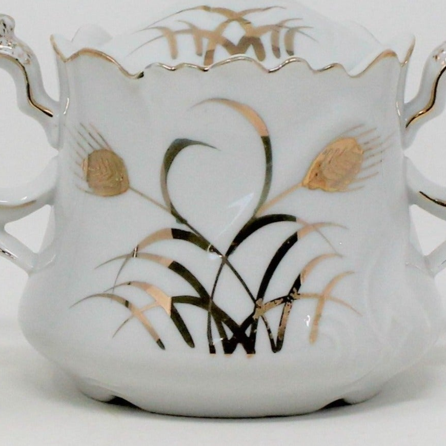 Creamer & Sugar with Lid, Lefton, Wheat 20595, Hand Painted Japan