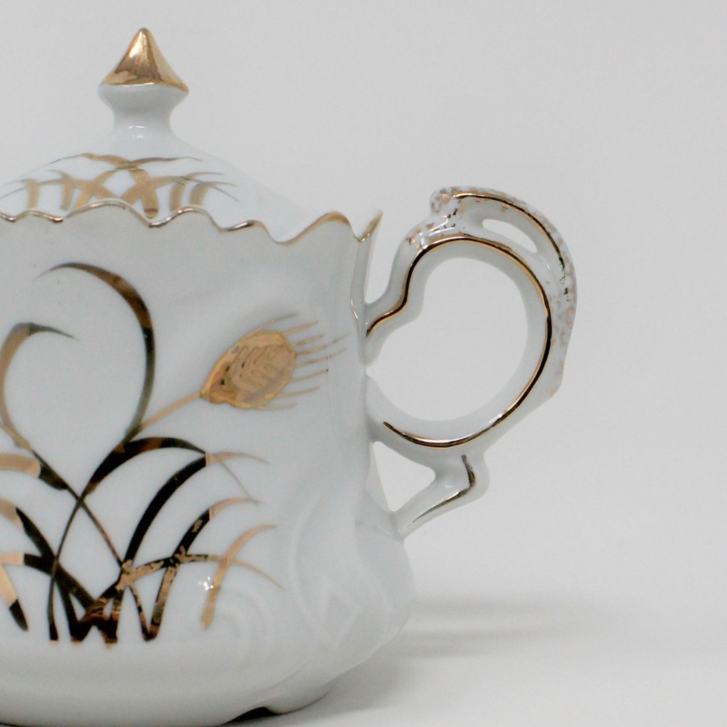 Creamer & Sugar with Lid, Lefton, Wheat 20595, Hand Painted Japan, Vintage