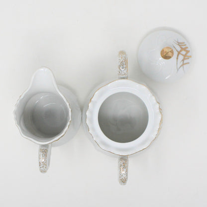 Creamer & Sugar with Lid, Lefton, Wheat 20595, Hand Painted Japan, Vintage