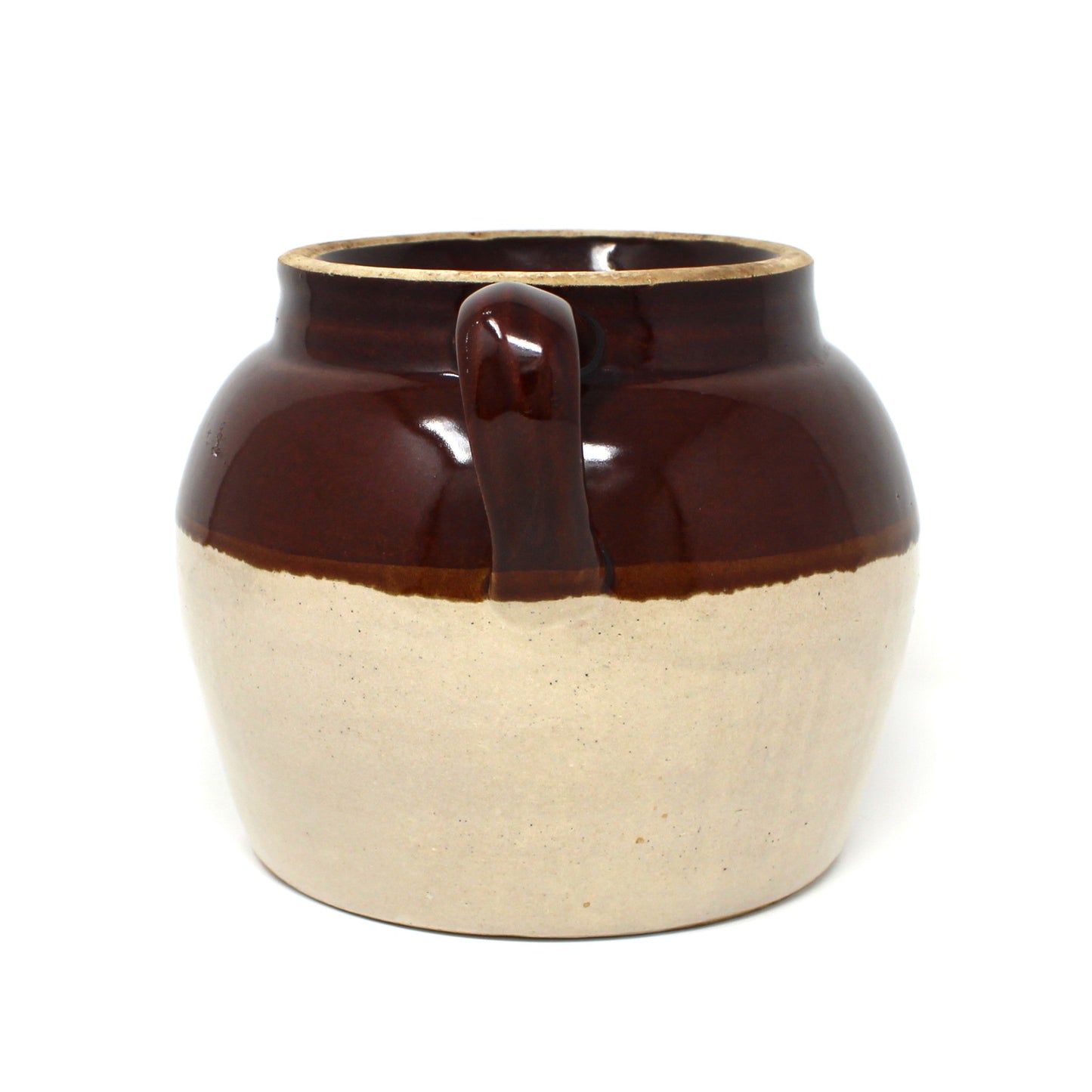 Crock / Bean Pot, RRP Robinson Ransbottom Pottery, Crown Brown & Beige, Single Handle, 2QT, Vintage