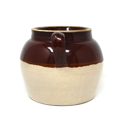 Crock / Bean Pot, RRP Robinson Ransbottom Pottery, Crown Brown & Beige, Single Handle, 2QT, Vintage