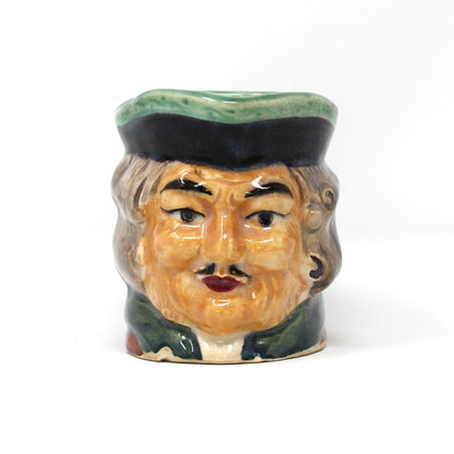 Vintage Toby Jug, Hand Painted Character Face Colonial Man with Mustache, Ceramic Pitcher