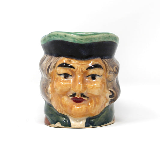 Vintage Toby Jug, Hand Painted Character Face Colonial Man with Mustache, Ceramic Pitcher