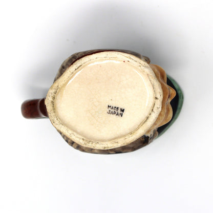 Bottom view of Vintage Toby Jug, Hand Painted Character Ceramic Pitcher, Made in Japan mark