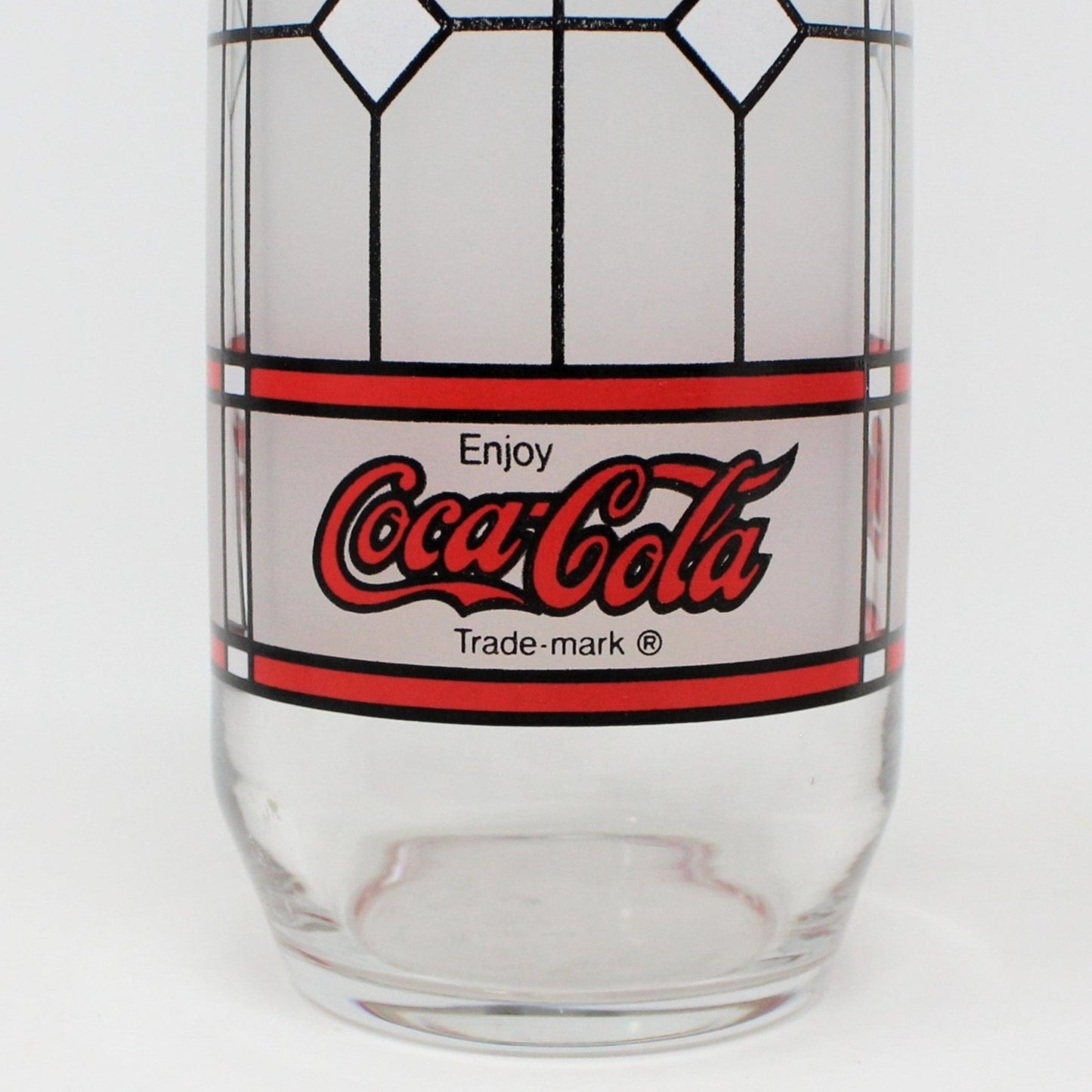 Coca Cola Glass, Frosted Stained Glass, Tiffany Style, Set of 4, Vintage