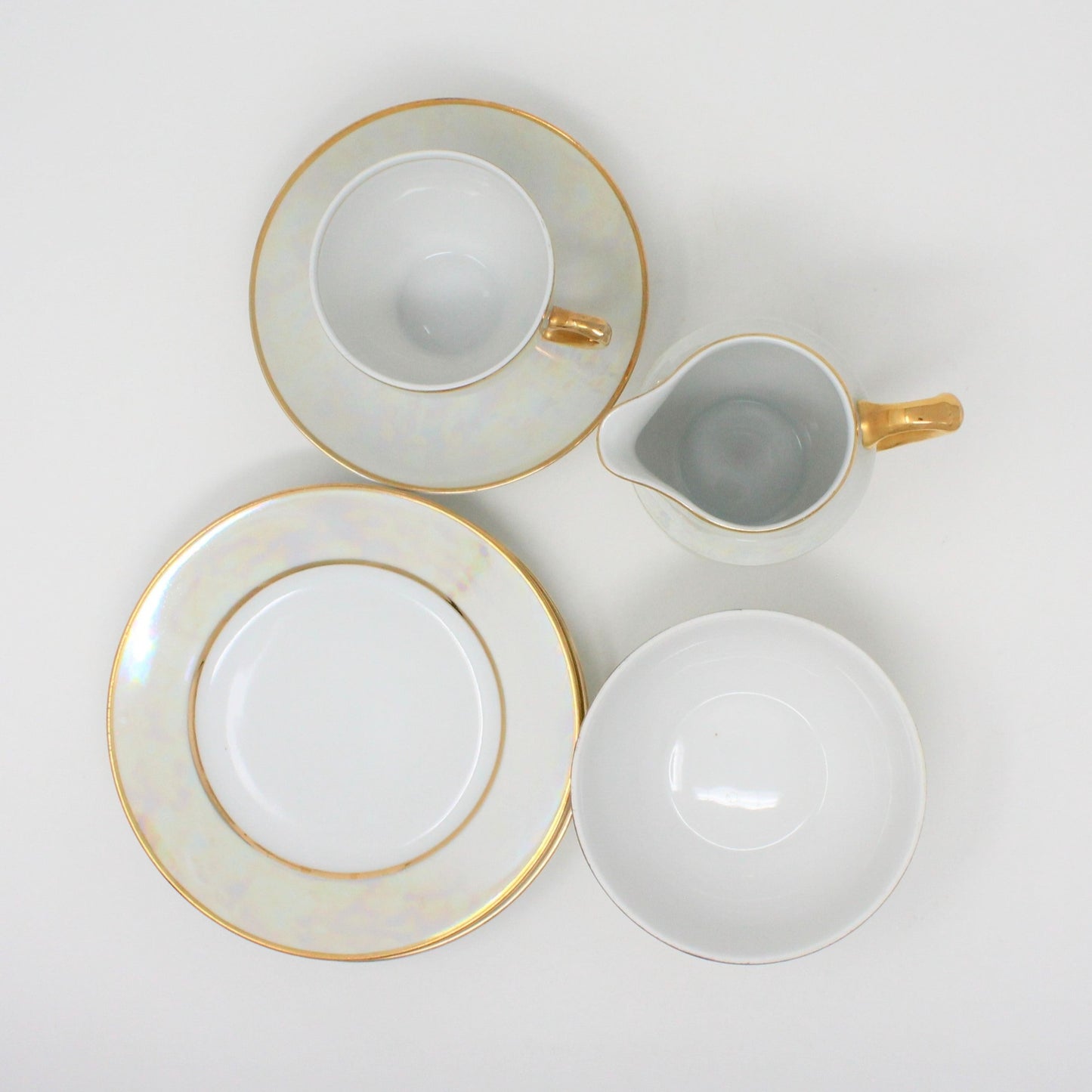 Breakfast Set, M Z Czechoslovakia, Iridescent, 6 Pieces, Vintage