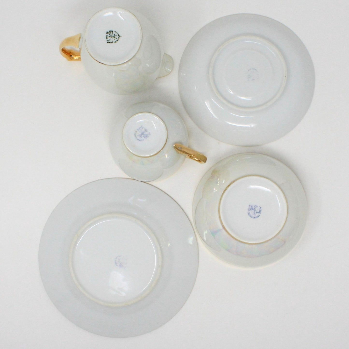 Breakfast Set, M Z Czechoslovakia, Iridescent, 6 Pieces, Vintage
