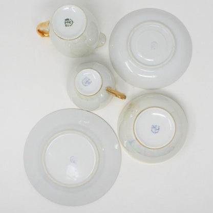 Breakfast Set, M Z Czechoslovakia, Iridescent, 6 Pieces, Vintage