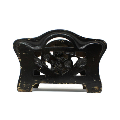 Letter Holder, H. L. Judd Co, Cast Iron Owl & Pine Cones, Office Desk Accessory, Antique