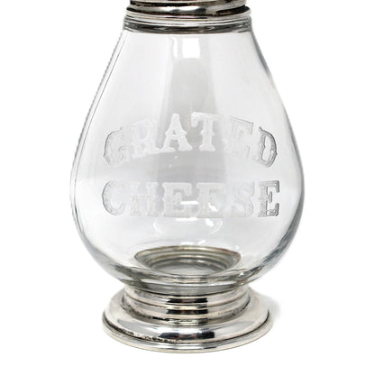 Glass and sterling silver Grated Cheese shaker, antique