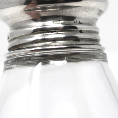 Shaker, Frank Whiting, Grated Cheese Shaker / Dispenser, Etched Glass & Sterling Silver Holloware, Antique