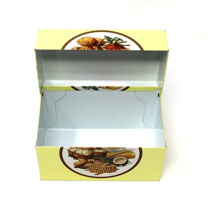 Recipe Box, C.W. Post Cereal, Retro Kitchen, Grains Theme, Includes Orig. Recipe Cards, Metal, Vintage
