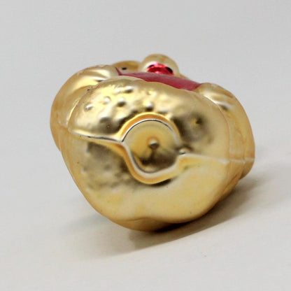 Ornaments, Whitehurst, Figural Bear with Heart, Gold and Red, Vintage Germany