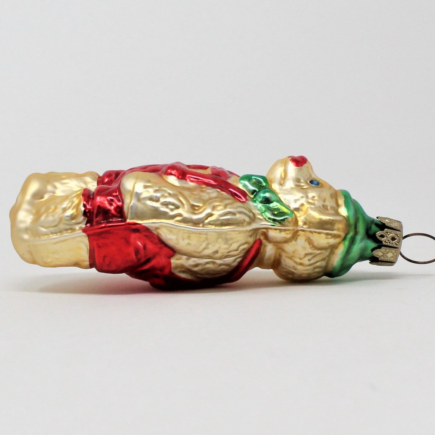 Ornament, Whitehurst, Figural Bear with Lederhosen , Gold, Red, Green, Vintage Germany
