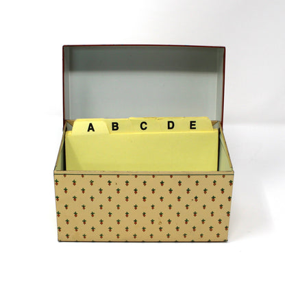 Recipe Box, Hallmark, Bon Appetit, Retro Kitchen, Vegetables Theme, Includes Orig. Index Cards, Metal, Vintage