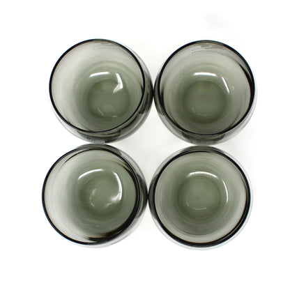 Glasses, Whiskey / Rocks, NFL New York Giants, Roly-Poly Smoked Glass, Vintage, Set of 4
