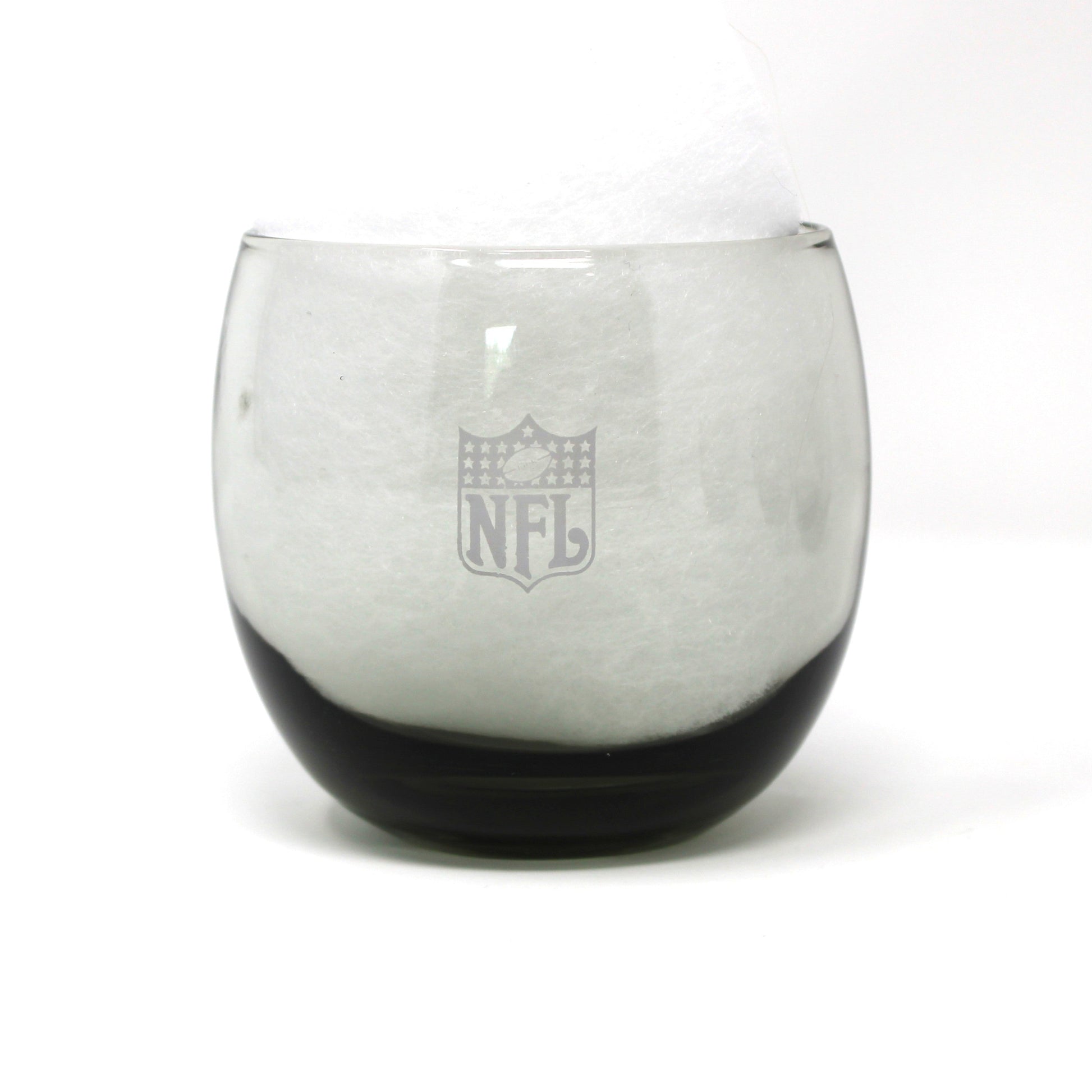 Vintage NFL Football glasses.  New York Giants smoked glass roly-poly collectible barware.