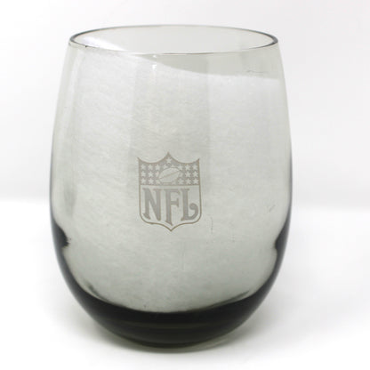 Clear glass with NFL logo on a white background
