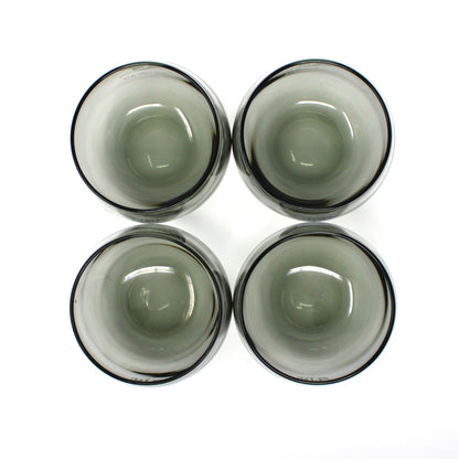 Glasses, Whiskey / Rocks, NFL New York Jets, Roly-Poly Smoked Glass, Vintage, Set of 4