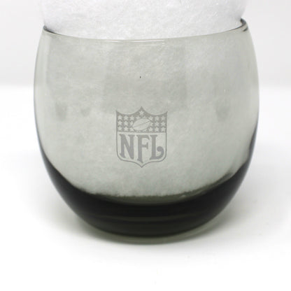 Glasses, Whiskey / Rocks, NFL New York Jets, Roly-Poly Smoked Glass, Vintage, Set of 4