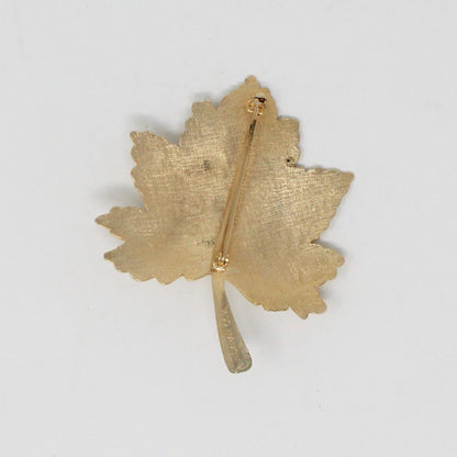 Brooch / Pin, Sarah Coventry, Maple Leaf with Faux Pearl, Gold Tone, Vintage