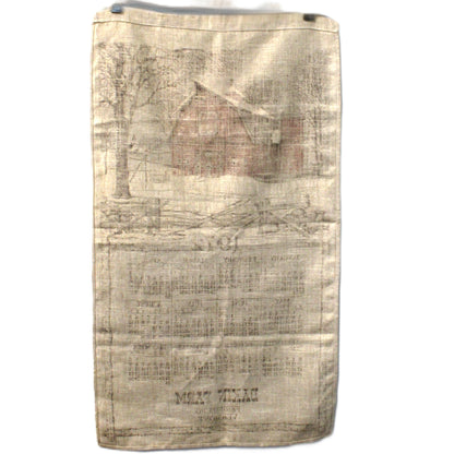 Calendar, Tea Towel, 1972 Kay Dee, Red Barn in Winter, Dakin Farm VT, Vintage Linen