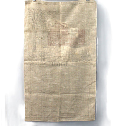 Calendar, Tea Towel, 1968 Kay Dee, Red Barn in Winter, Wallace Stevens Poem, Vintage Linen