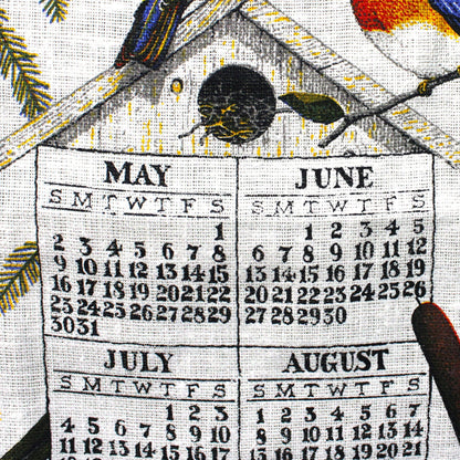 Calendar, Tea Towel, 1971 Kay Dee, Birds by Richard Batchelder, Vintage Linen