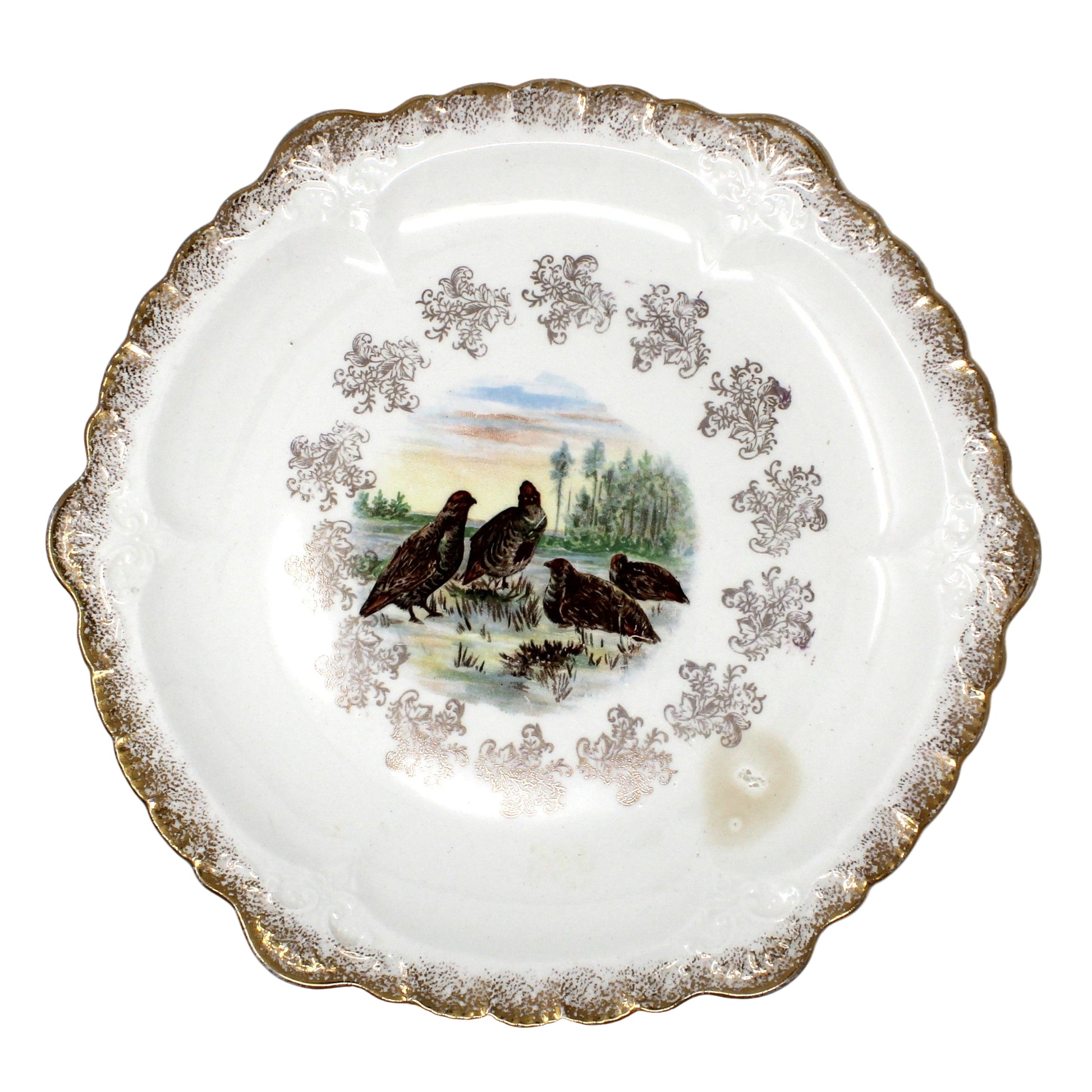 Antique Decorative Plate by Sevres, Hand Painted Game Birds, Ruffed Grouse, Cabinet Plate